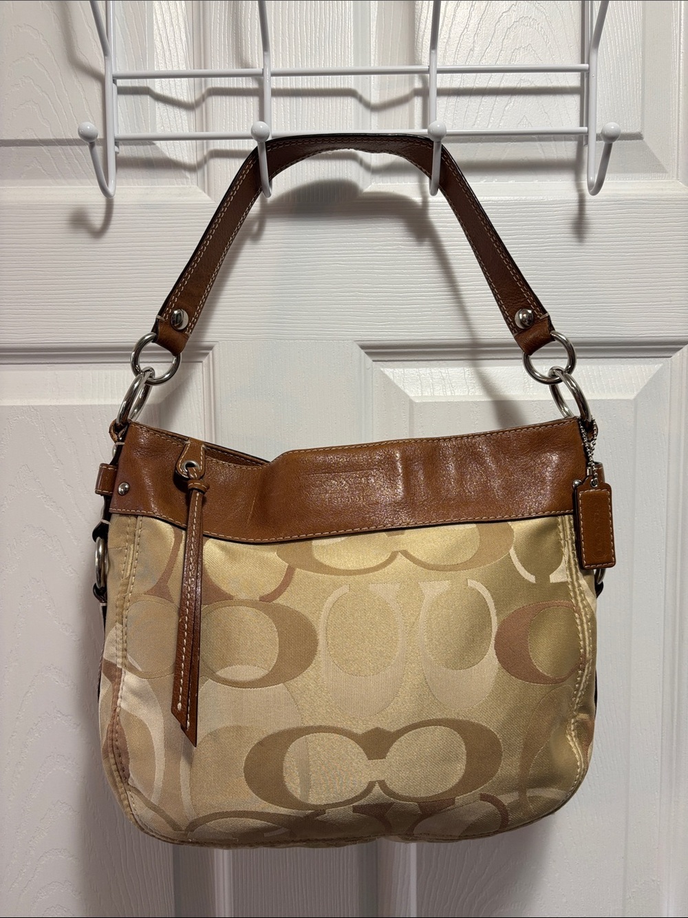 Coach Vintage Optic Signature Zoe Hobo Shoulder Handbag